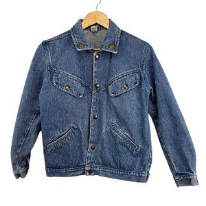 VTG Denim Jacket‎ Western Preppy Jeans Pocket sz L Unisex